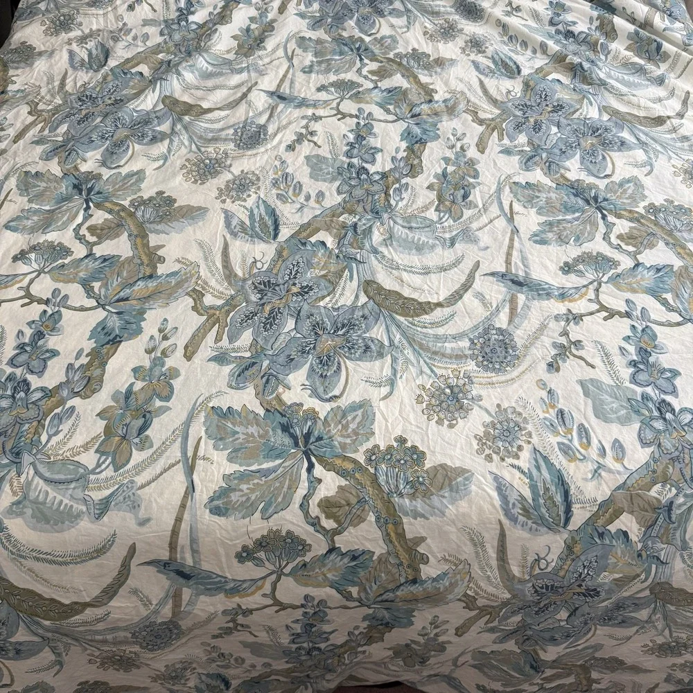 Pottery Barn Sydney Palampore Duvet Cover King Organic Cotton Botanical Blue
